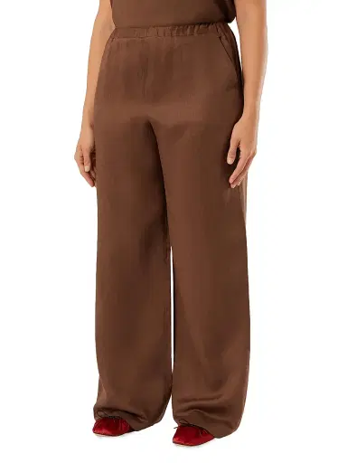 Marina Rinaldi Women's Linen Canvas Trousers - Cocoa - Size 16 | Thumbnail 2