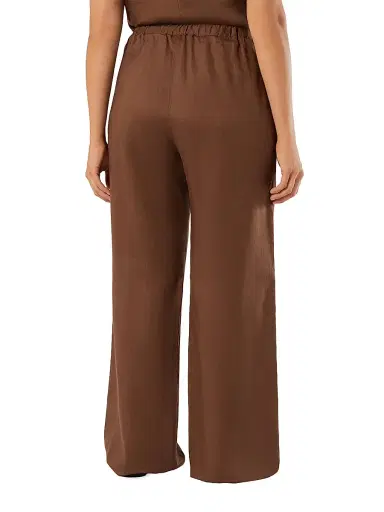 Marina Rinaldi Women's Linen Canvas Trousers - Cocoa - Size 16 | Thumbnail 3
