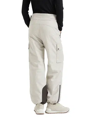 Brunello Cucinelli Women's Bonded Virgin Wool Flannel Mountain Cargo Trousers - Cool Beige | Thumbnail 3 Brunello Cucinelli Women's Bonded Virgin Wool Flannel Mountain Cargo Trousers - Cool Beige | Thumbnail 3