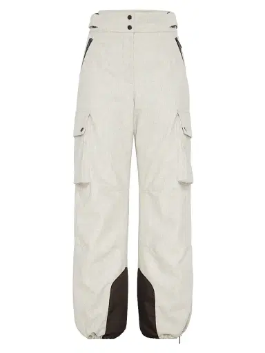 Brunello Cucinelli Women's Bonded Virgin Wool Flannel Mountain Cargo Trousers - Cool Beige | Thumbnail 1 Brunello Cucinelli Women's Bonded Virgin Wool Flannel Mountain Cargo Trousers - Cool Beige | Thumbnail 1