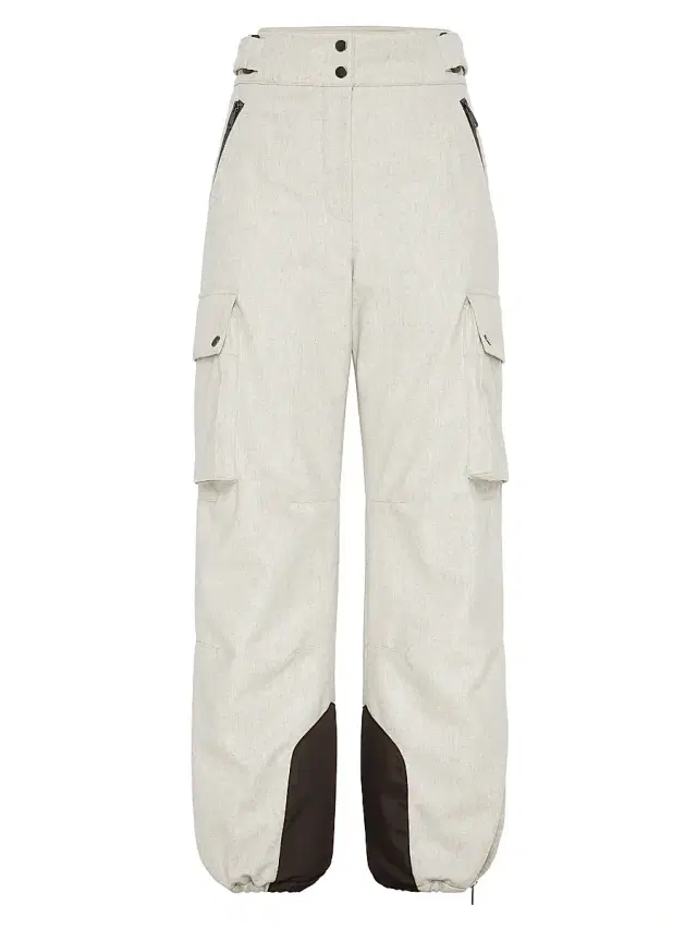 Women's Bonded Virgin Wool Flannel Mountain Cargo Trousers - Cool Beige