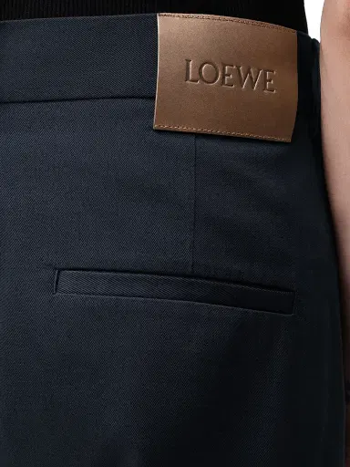 Loewe Men's Pleated Cotton Wide-Leg Trousers - Navy Blue - Size 40 | Thumbnail 5