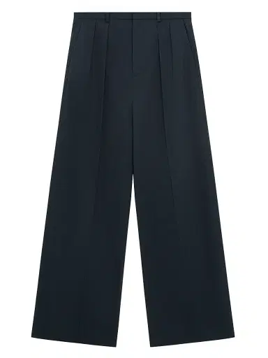 Loewe Men's Pleated Cotton Wide-Leg Trousers - Navy Blue - Size 40 | Thumbnail 1