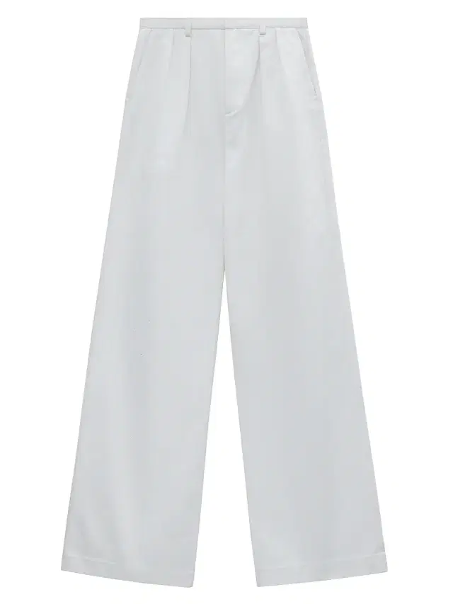 Men's Pleated Cotton Wide-Leg Trousers - White
