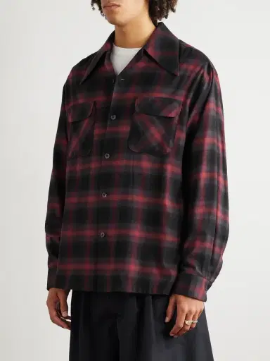 KAPITAL Camp-Collar Checked Cotton-Blend Flannel Shirt - Men | Thumbnail 3