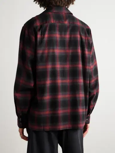 KAPITAL Camp-Collar Checked Cotton-Blend Flannel Shirt - Men | Thumbnail 4