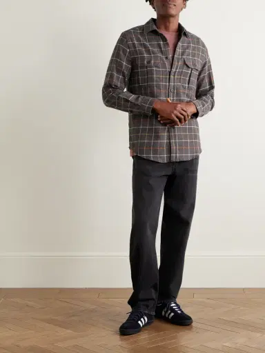 Portuguese Flannel Log Checked Organic Cotton-Flannel Shirt - Men | Thumbnail 2