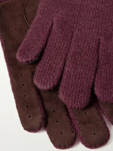 Brunello Cucinelli Suede-Trimmed Ribbed Cashmere Gloves - Men | Thumbnail 2 Brunello Cucinelli Suede-Trimmed Ribbed Cashmere Gloves - Men | Thumbnail 2