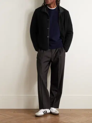James Perse Suede-Trimmed Cashmere Car Coat - Men | Thumbnail 2 James Perse Suede-Trimmed Cashmere Car Coat - Men | Thumbnail 2