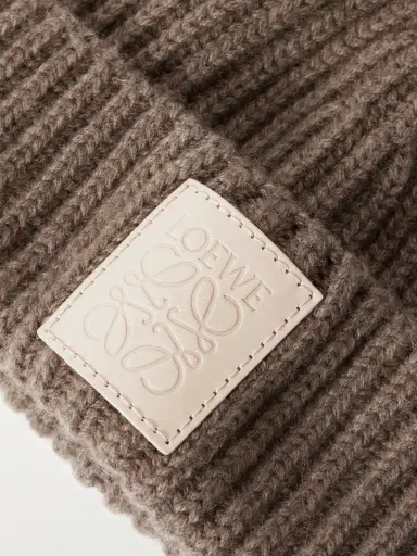 Loewe Logo-Appliquéd Ribbed Cashmere Beanie - Men | Thumbnail 3 Loewe Logo-Appliquéd Ribbed Cashmere Beanie - Men | Thumbnail 3