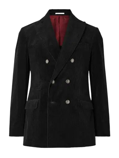Brunello Cucinelli Double-Breasted Cotton-Blend Corduroy Suit Jacket - Men | Thumbnail 1 Brunello Cucinelli Double-Breasted Cotton-Blend Corduroy Suit Jacket - Men | Thumbnail 1