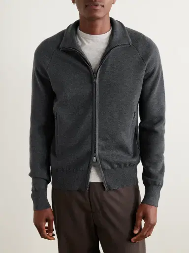 PIACENZA 1733 Slim-Fit Virgin Wool Zip-Up Cardigan - Men | Thumbnail 3