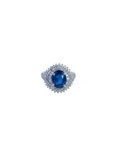 Wish Fine Jewelry 2.89ct Diamond Sapphire Platinum Cluster Ring | Thumbnail 1 Wish Fine Jewelry 2.89ct Diamond Sapphire Platinum Cluster Ring | Thumbnail 1