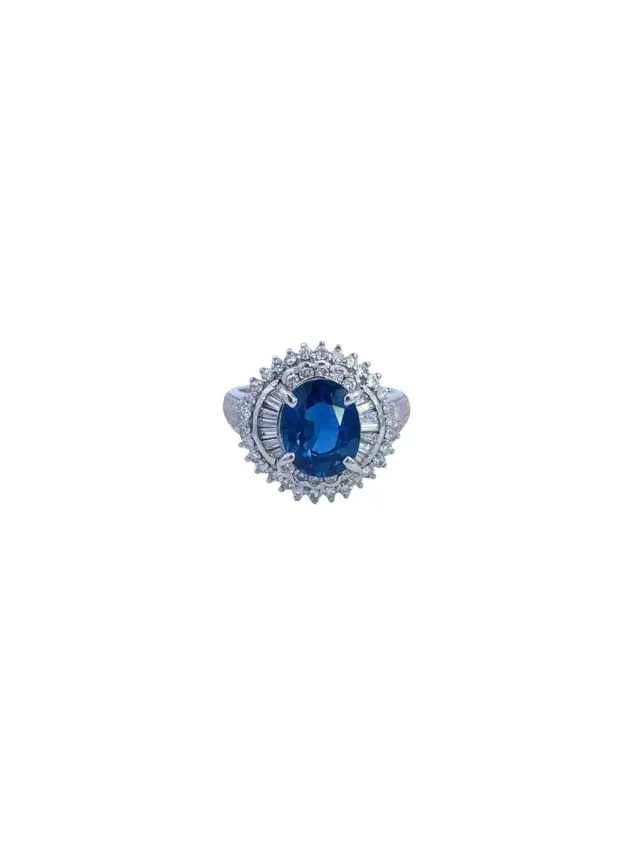 Wish Fine Jewelry 2.89ct Diamond Sapphire Platinum Cluster Ring