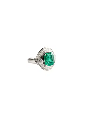 Wish Fine Jewelry 3.40ct Diamond Emerald Platinum Halo Ring | Thumbnail 2 Wish Fine Jewelry 3.40ct Diamond Emerald Platinum Halo Ring | Thumbnail 2