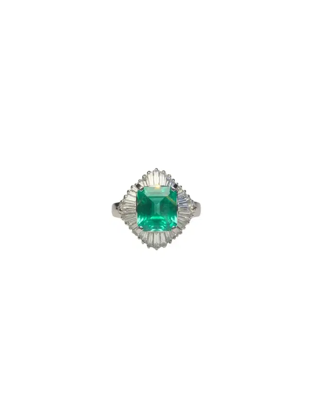 Wish Fine Jewelry 4.62ct Diamond Colombian Emerald Platinum Halo Ring