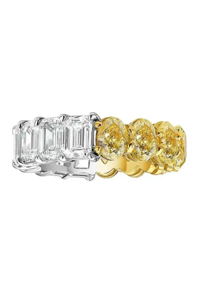 Yellow Diamond Half and Half Ring