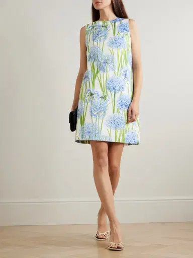 Oscar de la Renta Floral-print Cotton-blend Poplin Mini Dress | Thumbnail 2 Oscar de la Renta Floral-print Cotton-blend Poplin Mini Dress | Thumbnail 2