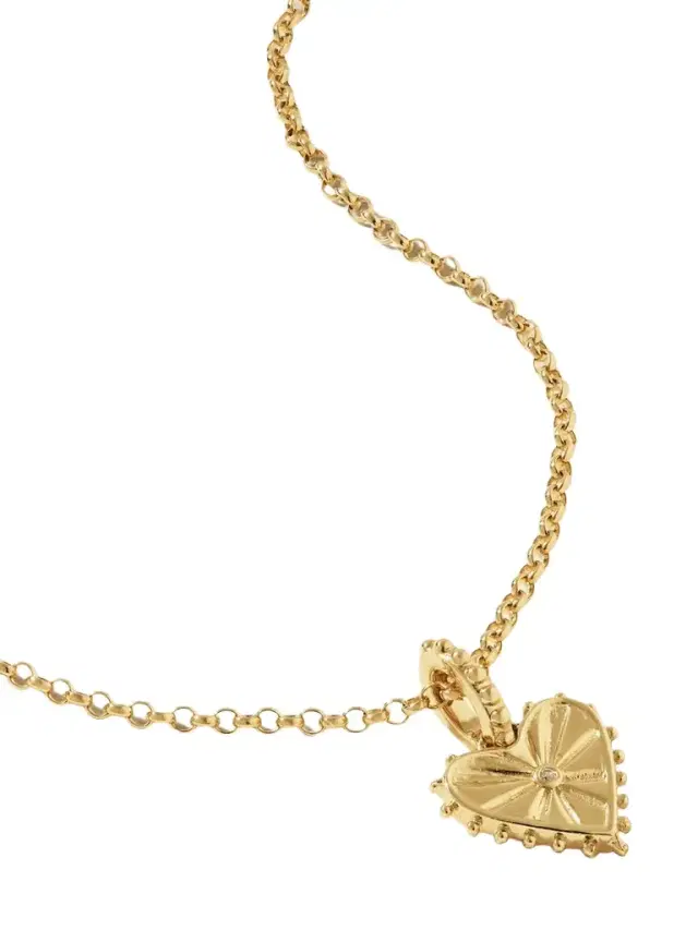 Mini Dangling Heart 14-karat Gold Diamond Necklace