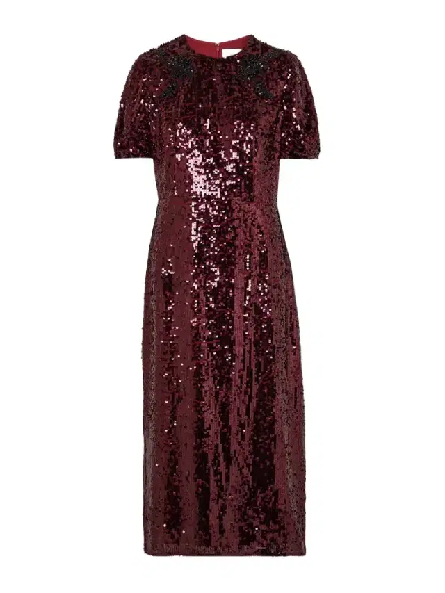 Embellished Sequined Georgette Midi Dress