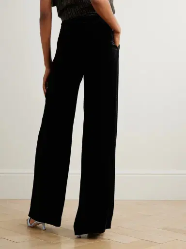 Saloni Satin-trimmed Velvet Wide-leg Pants | Thumbnail 3 Saloni Satin-trimmed Velvet Wide-leg Pants | Thumbnail 3