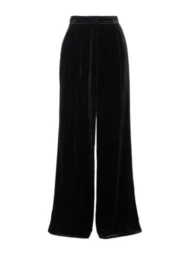 Saloni Satin-trimmed Velvet Wide-leg Pants | Thumbnail 1 Saloni Satin-trimmed Velvet Wide-leg Pants | Thumbnail 1