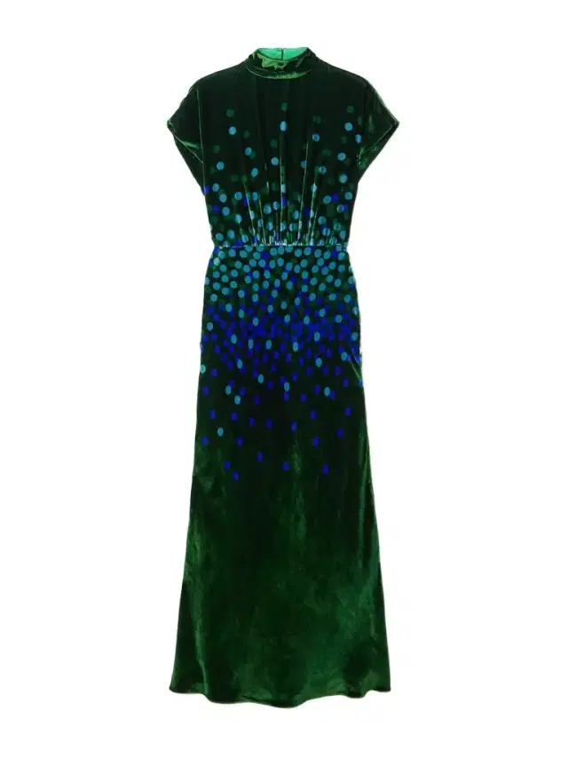 Fabienne Gathered Printed Velvet Midi Dress
