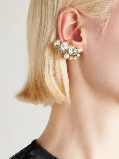 Oscar de la Renta Crystal-embellished Gold-tone Earrings | Thumbnail 2 Oscar de la Renta Crystal-embellished Gold-tone Earrings | Thumbnail 2