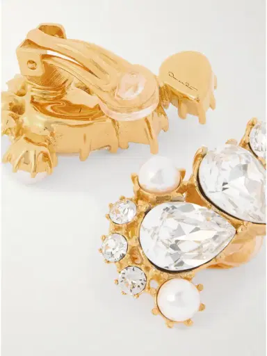 Oscar de la Renta Crystal-embellished Gold-tone Earrings | Thumbnail 3 Oscar de la Renta Crystal-embellished Gold-tone Earrings | Thumbnail 3
