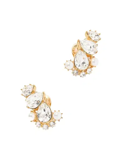 Oscar de la Renta Crystal-embellished Gold-tone Earrings | Thumbnail 1 Oscar de la Renta Crystal-embellished Gold-tone Earrings | Thumbnail 1
