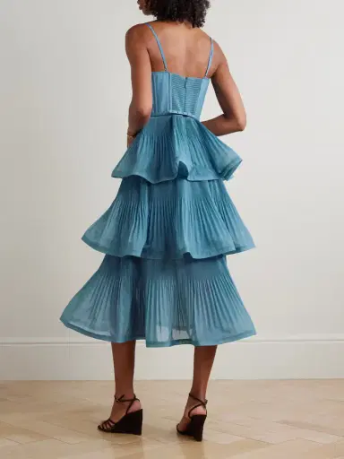 Zimmermann Tiered Pleated Voile Midi Dress | Thumbnail 3