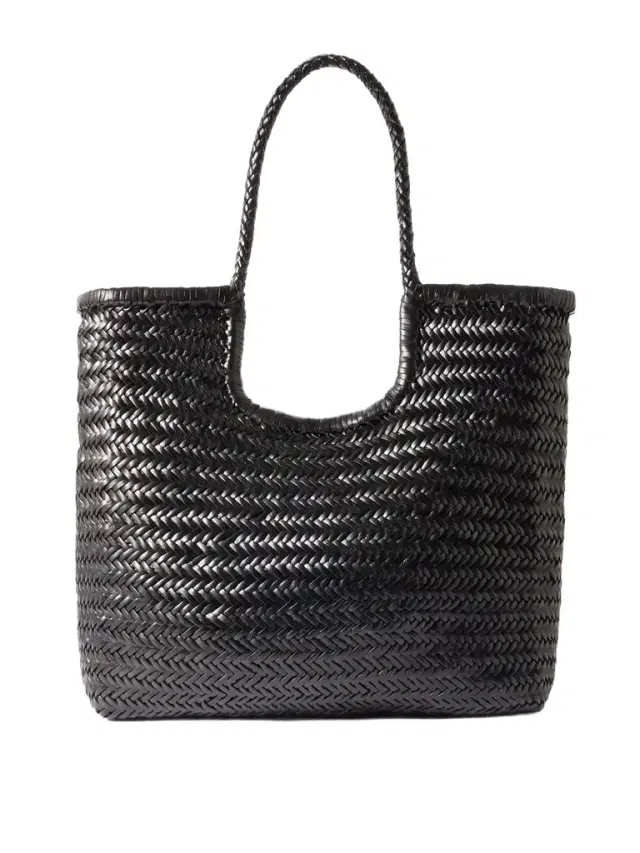 Ns Diagonal Triple Jump Woven Leather Tote