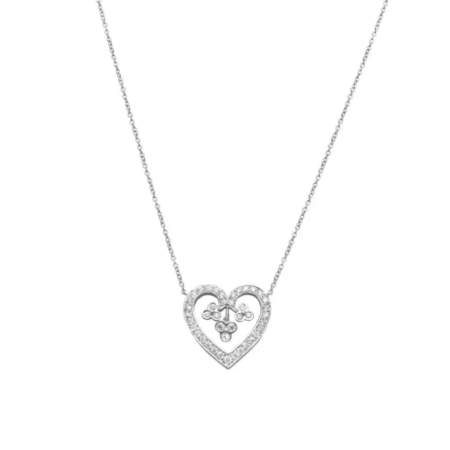Suna Platinum Diamond Heart Lace Necklace by The Solist