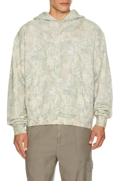 Museum of Peace and Quiet Wordmark Camo Distressed Hoodie | Thumbnail 1