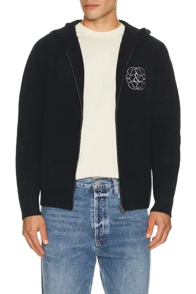 Museum of Peace and Quiet Symbol Mohair Zip-Up Hoodie | Thumbnail 3