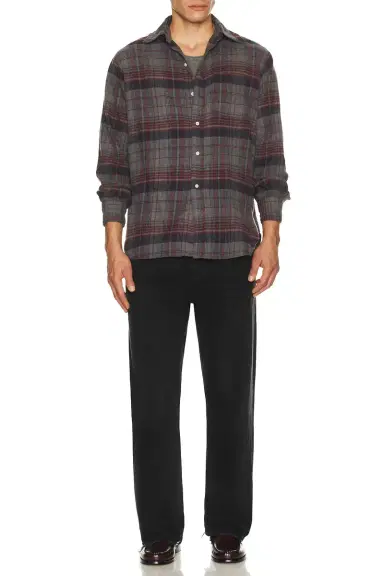 Beams Plus Open Collar Brushed Satin Plaid Shirt | Thumbnail 2