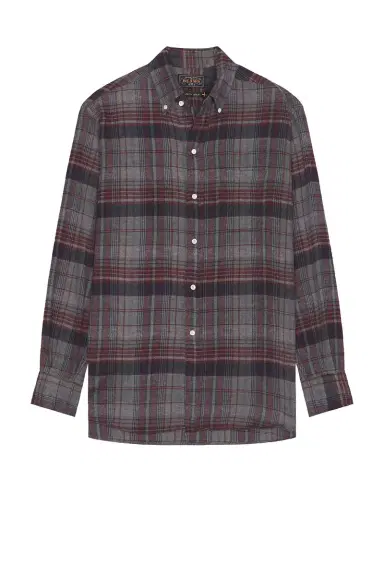 Beams Plus Open Collar Brushed Satin Plaid Shirt | Thumbnail 3