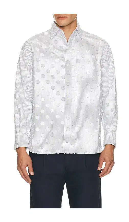 Beams Plus B.D. Classic-Fit Burnout Dot Candy Stripe