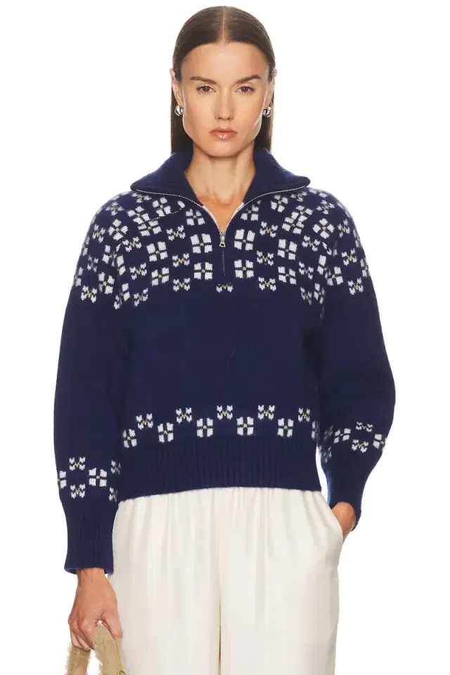 Calle Del Mar Winter Fair Isle Half Zip Sweater