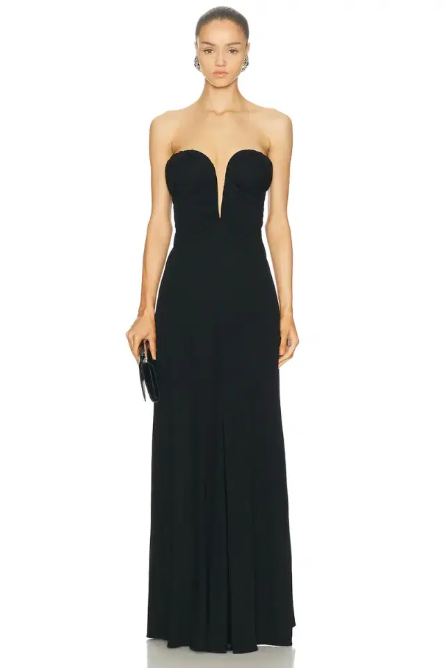 Atlein Bustier Ruched Gown