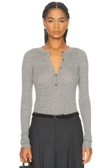 SPRWMN Henley Long Sleeve Top | Thumbnail 1