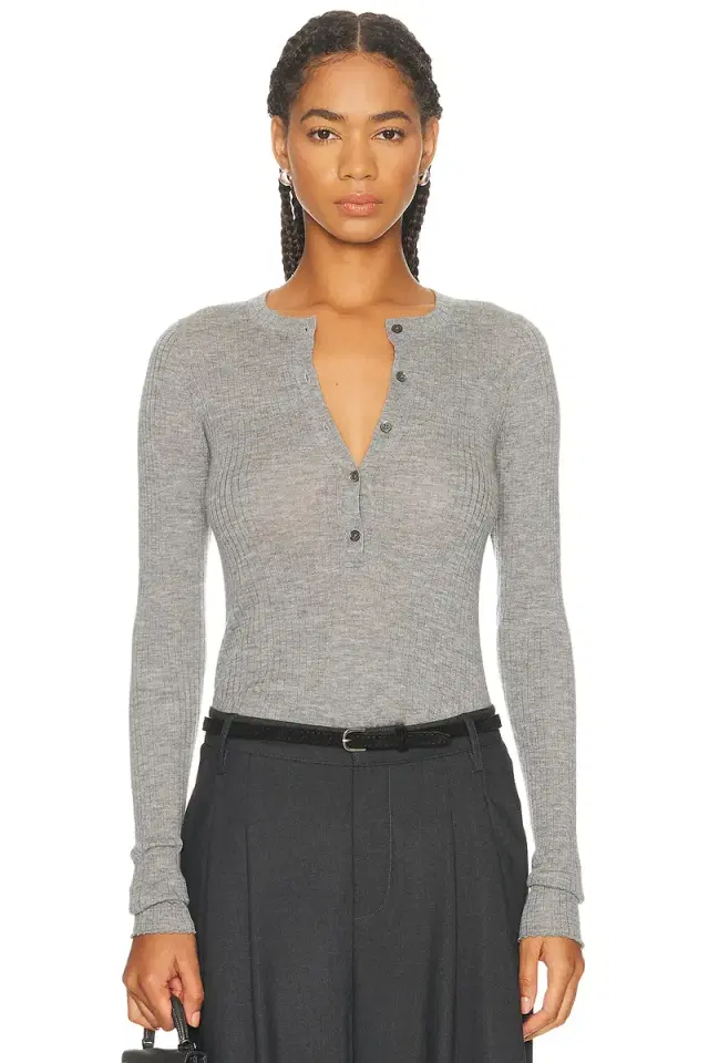 SPRWMN Henley Long Sleeve Top