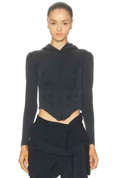 Balenciaga Corseted Zip Up Hoodie | Thumbnail 1
