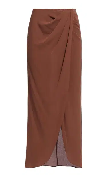 Elie Saab Double Georgette Midi Skirt - Brown | Thumbnail 1