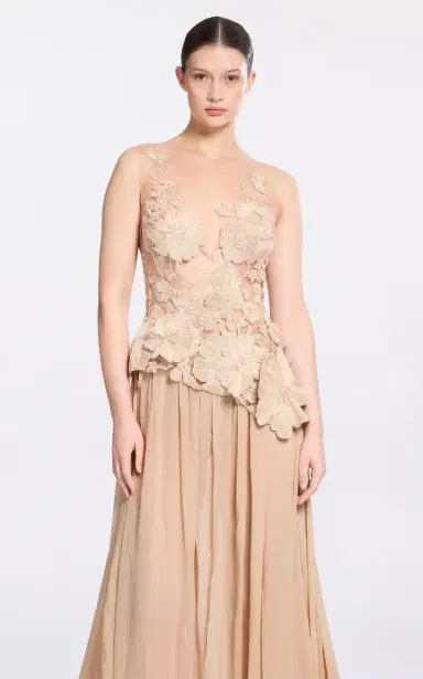 Elie Saab Rafia Embroidery On Tulle Top | Thumbnail 3