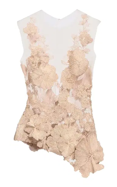 Elie Saab Rafia Embroidery On Tulle Top | Thumbnail 7