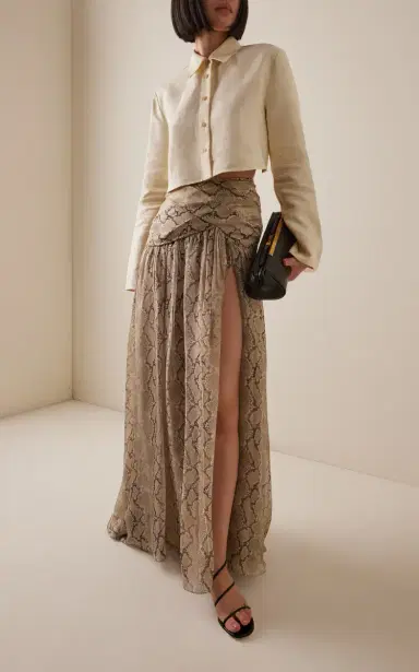 Elie Saab Python-Printed Chiffon Maxi Skirt | Thumbnail 2
