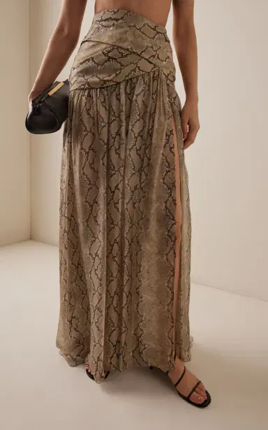 Elie Saab Python-Printed Chiffon Maxi Skirt | Thumbnail 3