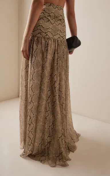 Elie Saab Python-Printed Chiffon Maxi Skirt | Thumbnail 4