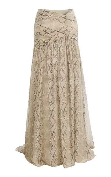 Elie Saab Python-Printed Chiffon Maxi Skirt | Thumbnail 1